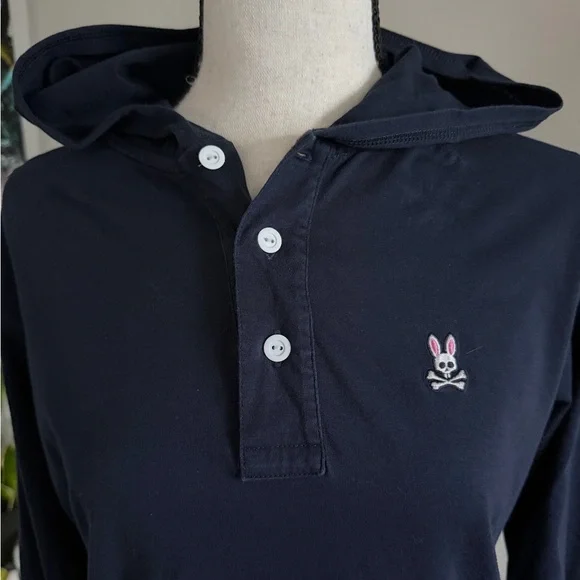 Psycho Bunny Dark Blue Hooded Shirt - Picture 5 of 8